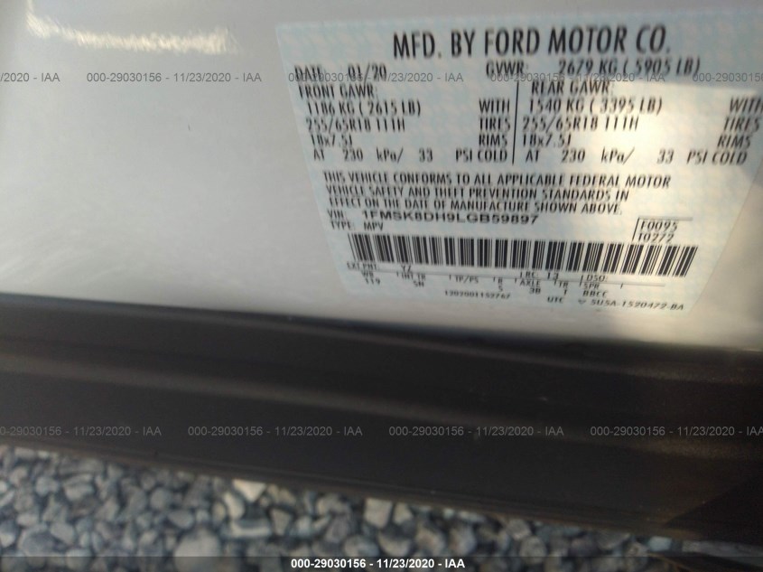 FORD EXPLORER 1FMSK8DH9LGB59897