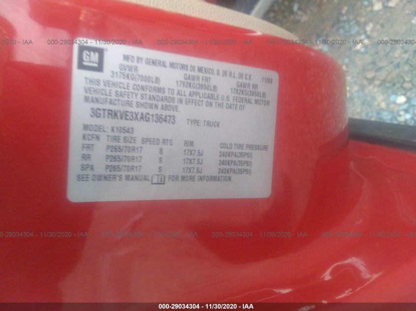 GMC SIERRA 1500 3GTRKVE3XAG136473