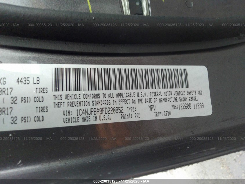 JEEP PATRIOT 1C4NJPBA9FD220952