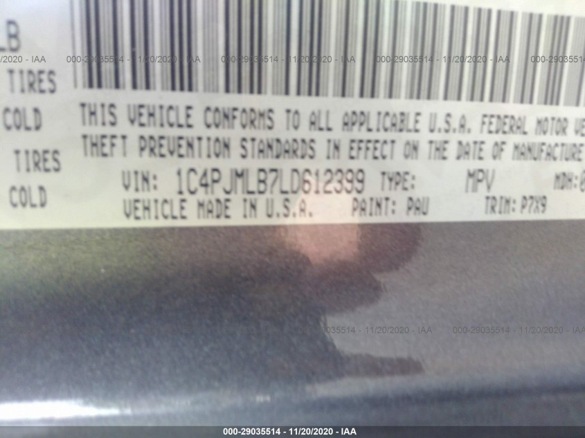 JEEP CHEROKEE 1C4PJMLB7LD612399