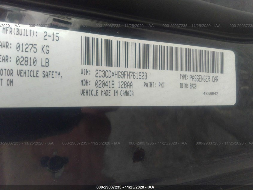 DODGE CHARGER 2C3CDXHG9FH761923