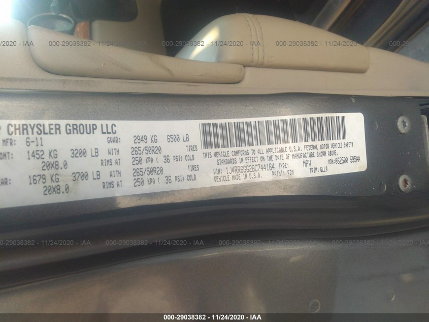 JEEP GRAND CHEROKEE 1J4RR6GG2BC744164
