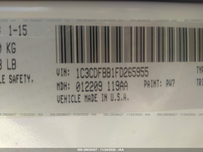 DODGE DART 1C3CDFBB1FD265955