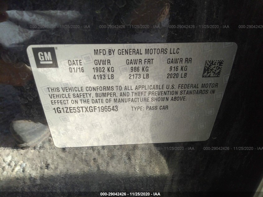 CHEVROLET MALIBU 1G1ZE5STXGF196543