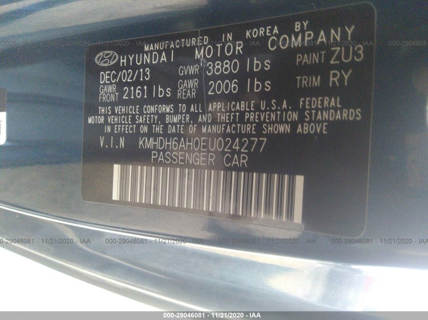 HYUNDAI ELANTRA COUPE KMHDH6AH0EU024277