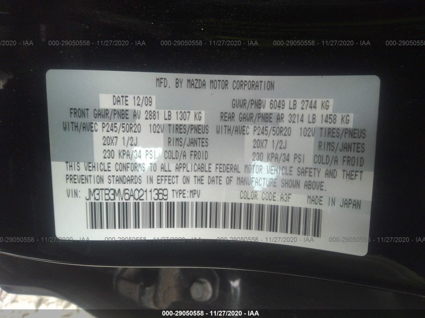 MAZDA CX-9 JM3TB3MV6A0211369