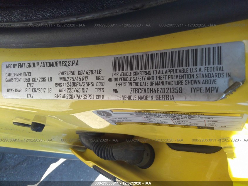 FIAT 500L ZFBCFADH4EZ021358