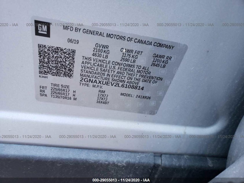 CHEVROLET EQUINOX 2GNAXUEV2L6108814