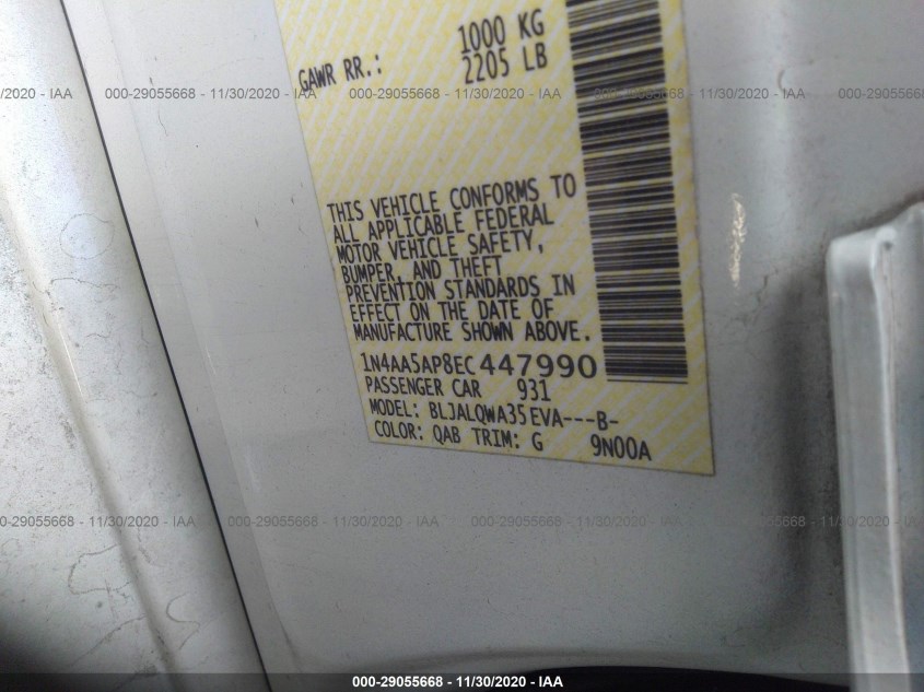 NISSAN MAXIMA 1N4AA5AP8EC447990