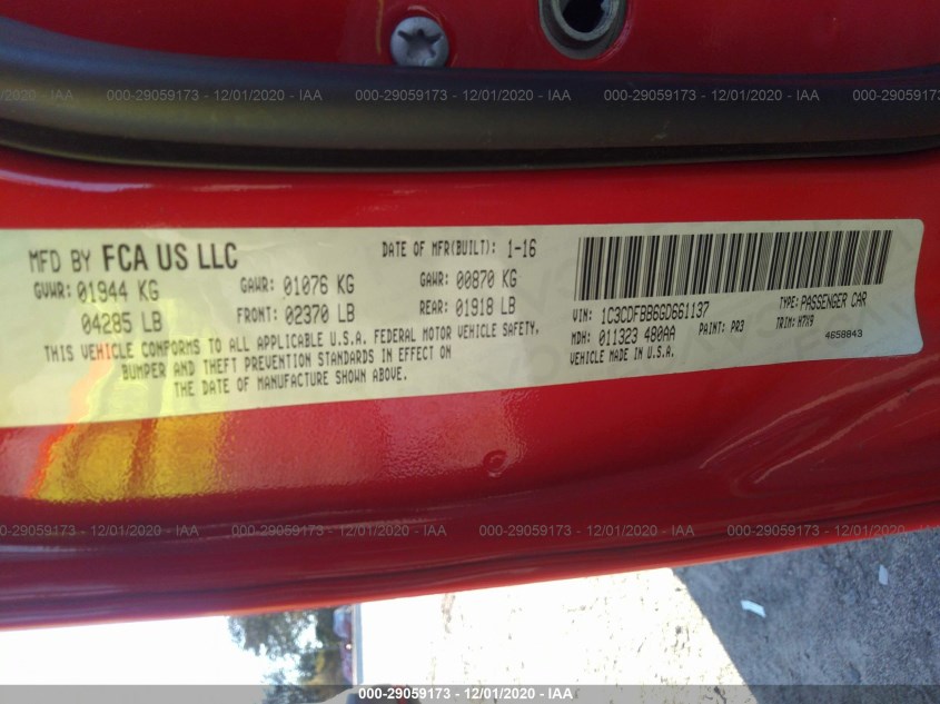 DODGE DART 1C3CDFBB6GD661137