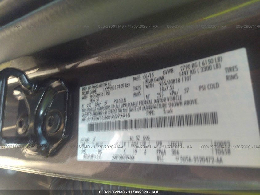 FORD F-150 1FTEW1C89FKD77919