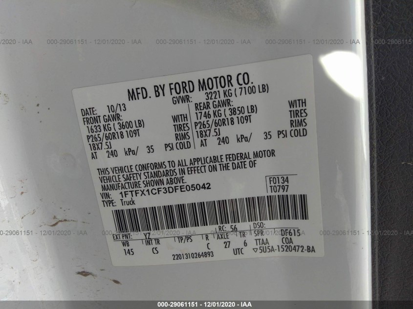 FORD F-150 1FTFX1CF3DFE05042