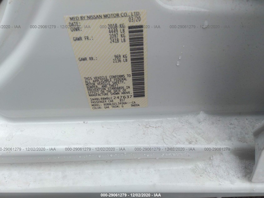 NISSAN ALTIMA 1N4BL4BW6LC247637