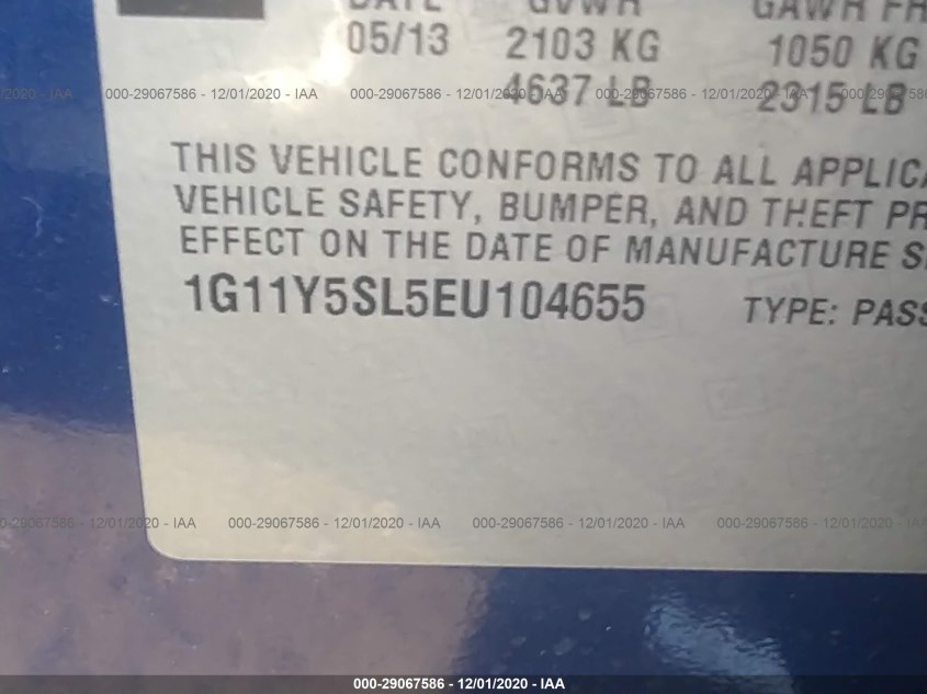 CHEVROLET IMPALA 1G11Y5SL5EU104655