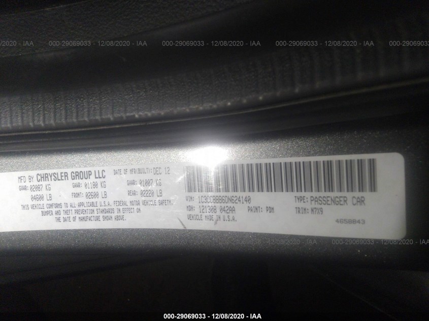 CHRYSLER 200 1C3CCBBB6DN624140