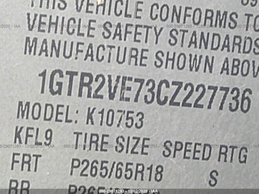 GMC SIERRA 1500 1GTR2VE73CZ227736