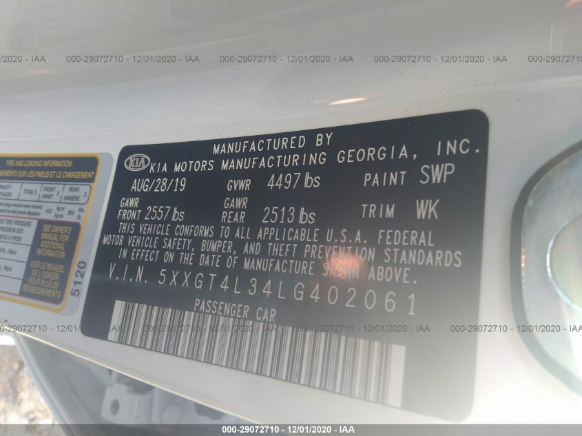 KIA OPTIMA 5XXGT4L34LG402061