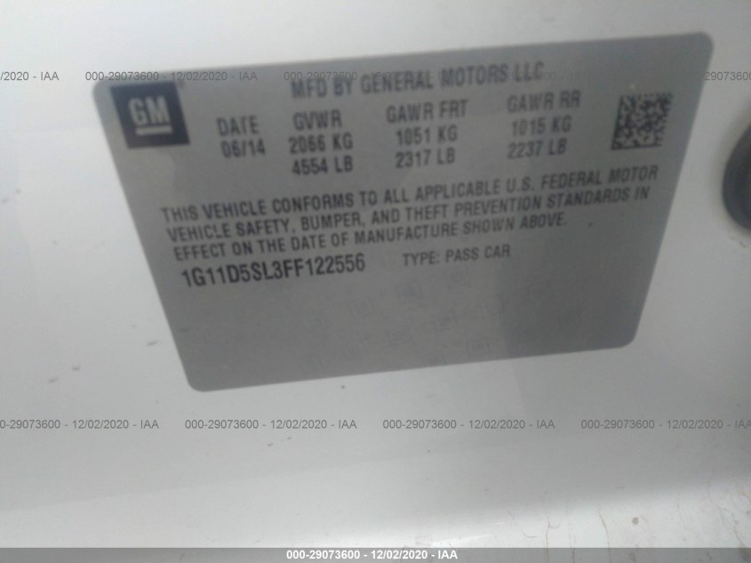 CHEVROLET MALIBU 1G11D5SL3FF122556