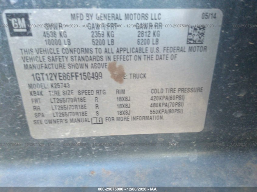 GMC SIERRA 2500HD 1GT12YE86FF150499