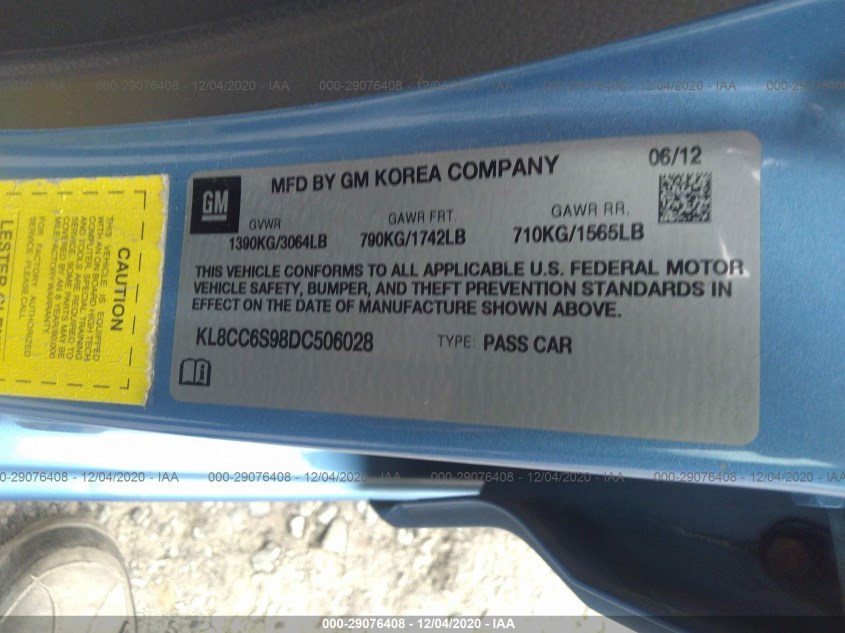 CHEVROLET SPARK KL8CC6S98DC506028