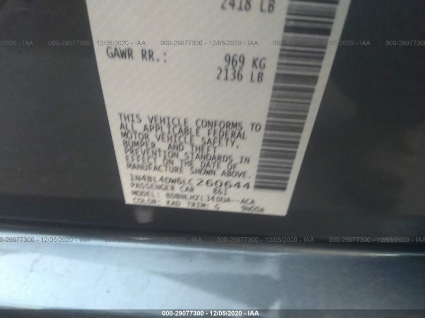 NISSAN ALTIMA 1N4BL4DW6LC260644