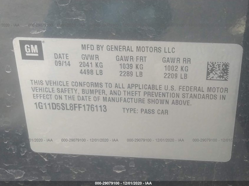 CHEVROLET MALIBU 1G11D5SL8FF176113