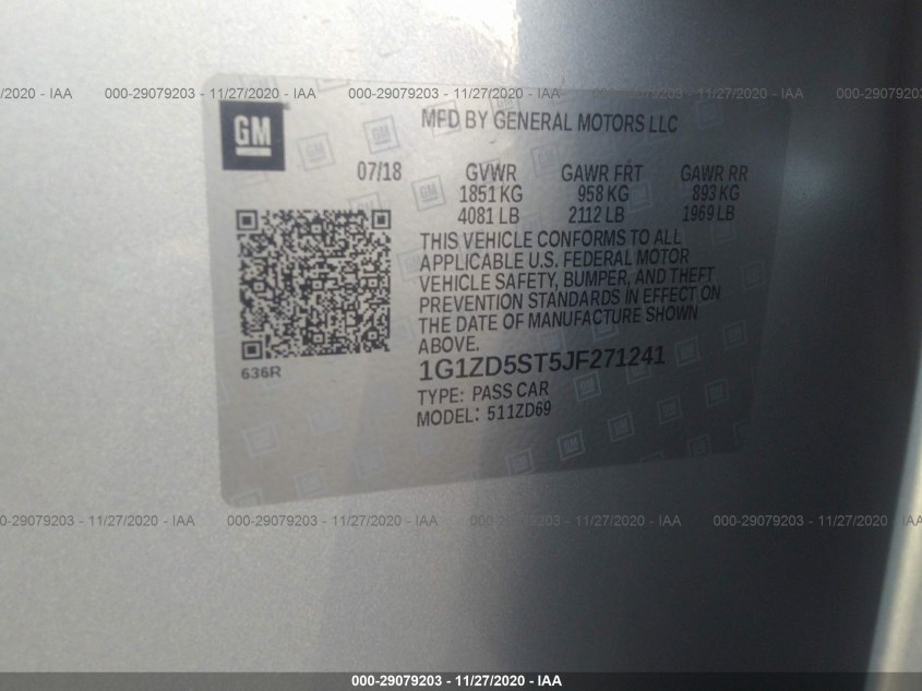CHEVROLET MALIBU 1G1ZD5ST5JF271241