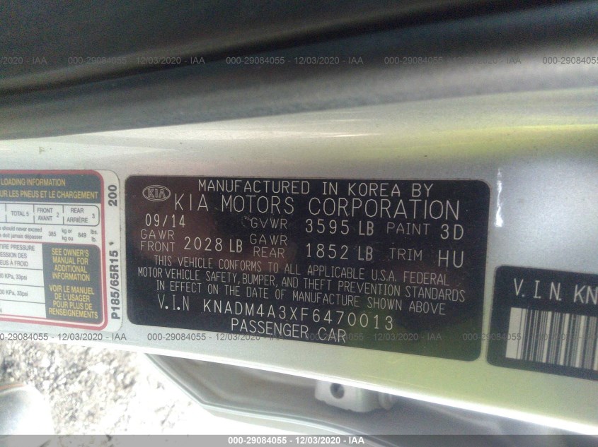 KIA RIO KNADM4A3XF6470013