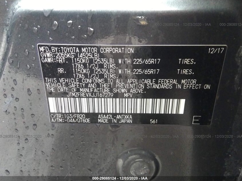TOYOTA RAV4 JTMZFREVXJJ167279