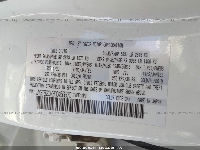 MAZDA CX-9 JM3TB2CV3F0456570