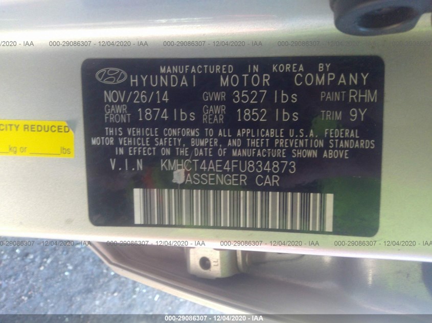 HYUNDAI ACCENT KMHCT4AE4FU834873