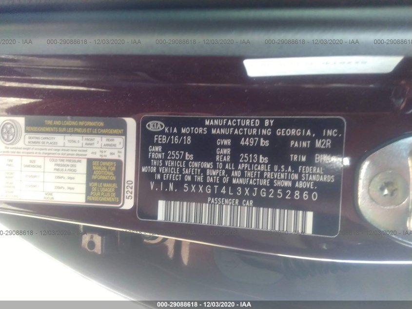 KIA OPTIMA 5XXGT4L3XJG252860