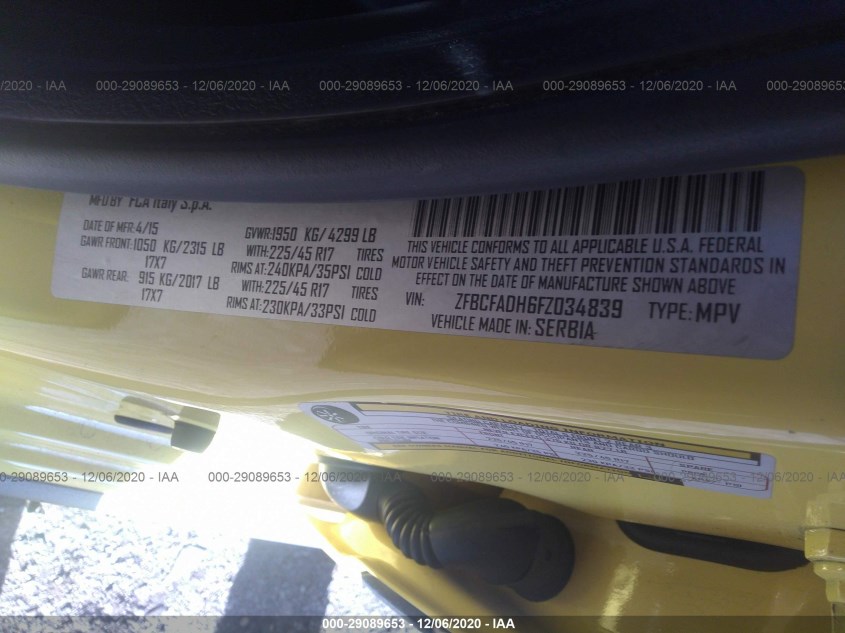 FIAT 500L ZFBCFADH6FZ034839