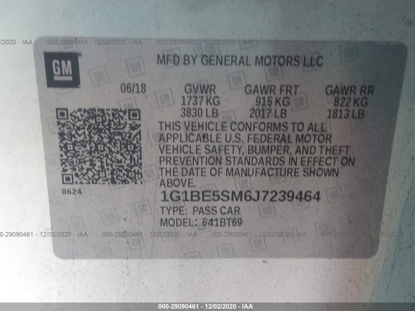 CHEVROLET CRUZE 1G1BE5SM6J7239464