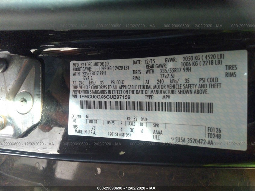 FORD ESCAPE 1FMCU0GX6GUB97159