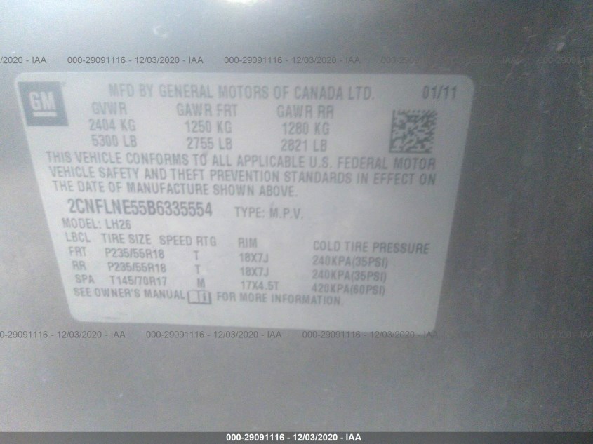 CHEVROLET EQUINOX 2CNFLNE55B6335554