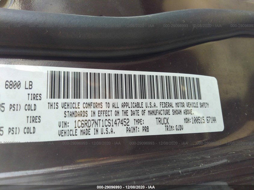 RAM 1500 1C6RD7NT1CS147452