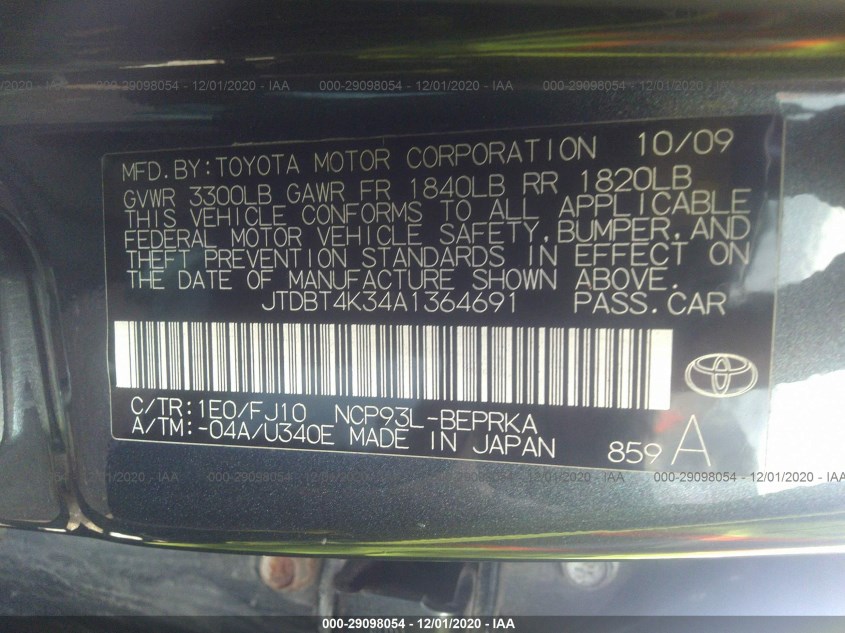 TOYOTA YARIS JTDBT4K34A1364691