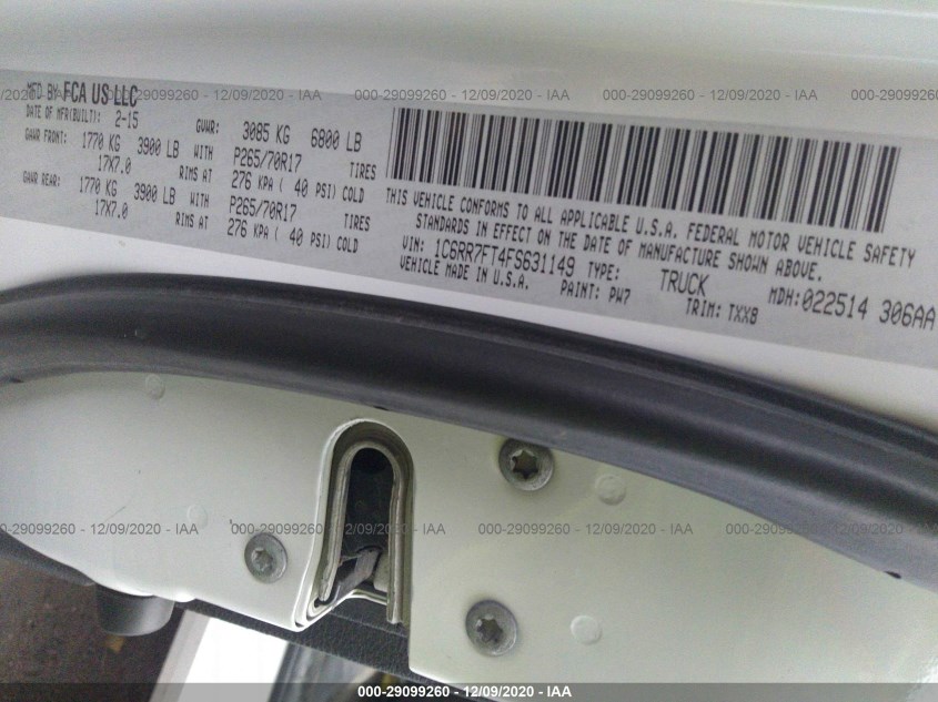 RAM 1500 1C6RR7FT4FS631149
