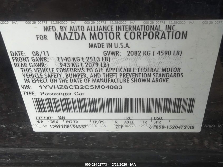 MAZDA MAZDA6 1YVHZ8CB2C5M04083