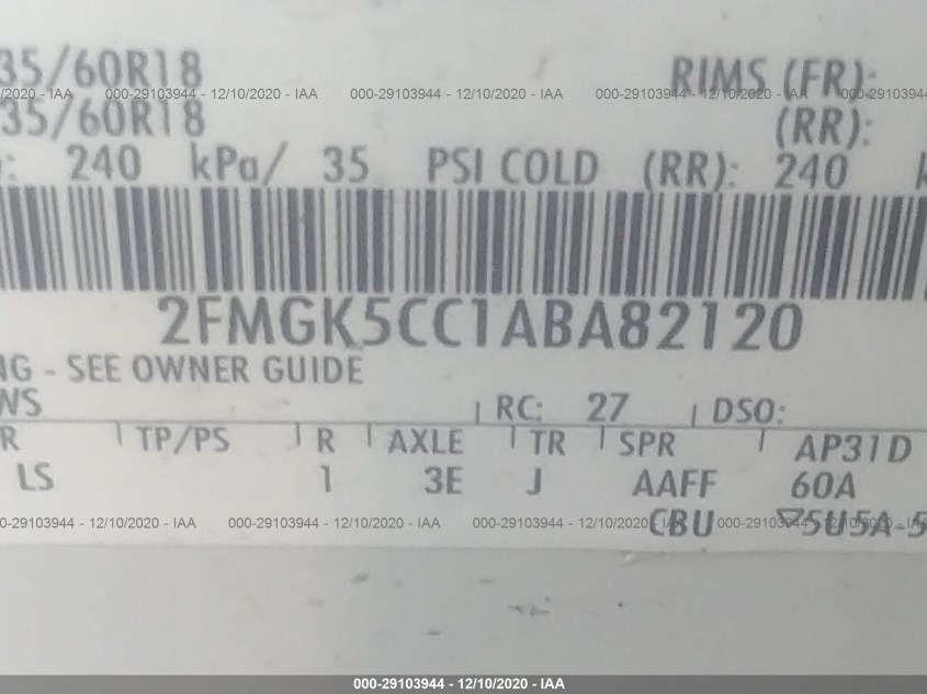 FORD FLEX 2FMGK5CC1ABA82120