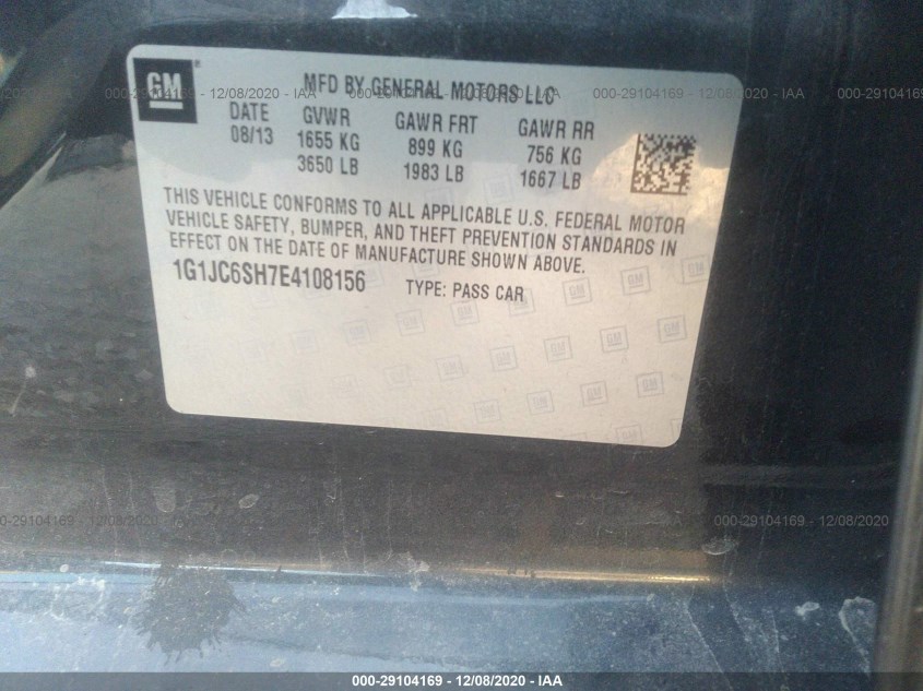 CHEVROLET SONIC 1G1JC6SH7E4108156