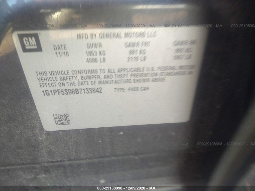 CHEVROLET CRUZE 1G1PF5S98B7133842
