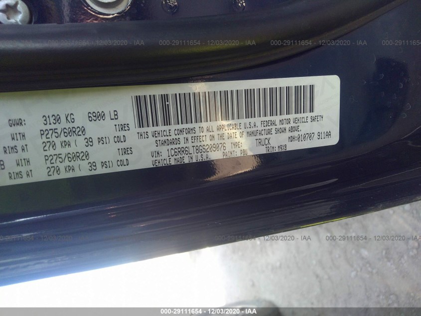 RAM 1500 1C6RR6LT8GS209076