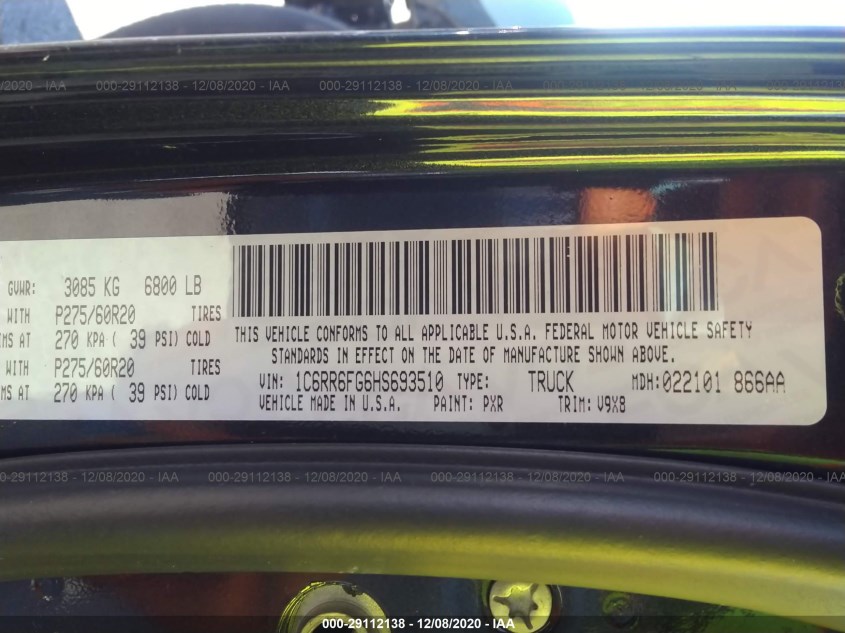RAM 1500 1C6RR6FG6HS693510