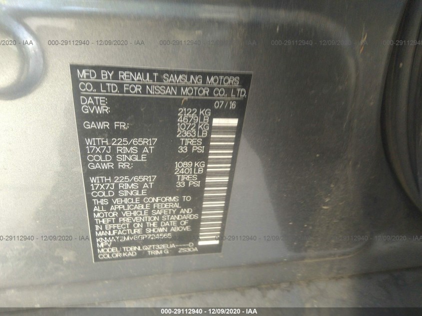 NISSAN ROGUE KNMAT2MV8GP724565