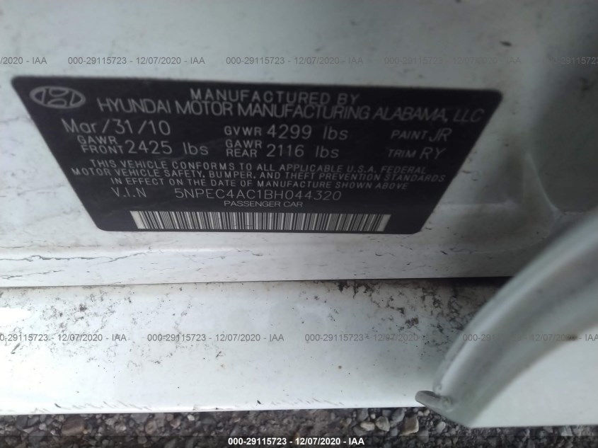 HYUNDAI SONATA 5NPEC4AC1BH044320