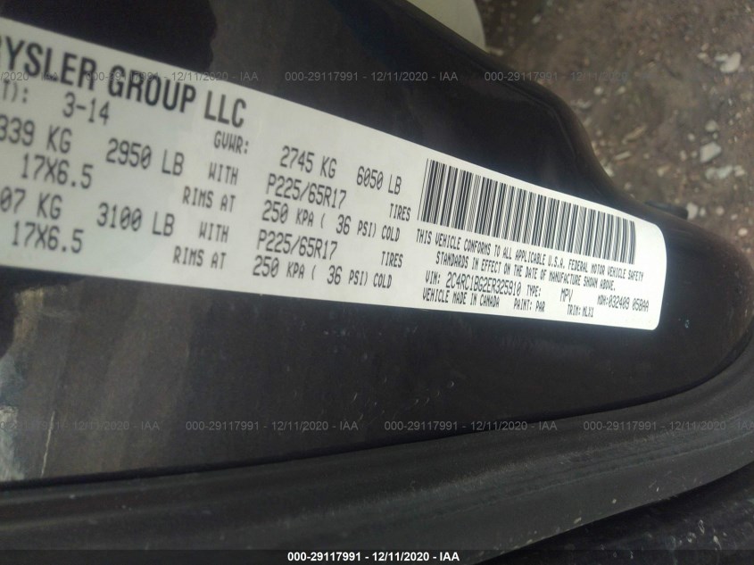 CHRYSLER TOWN & COUNTRY 2C4RC1BG2ER325910