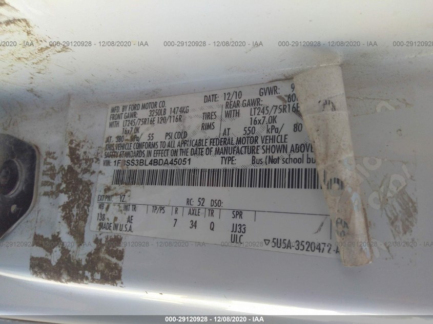 FORD ECONOLINE WAGON 1FBSS3BL4BDA45051