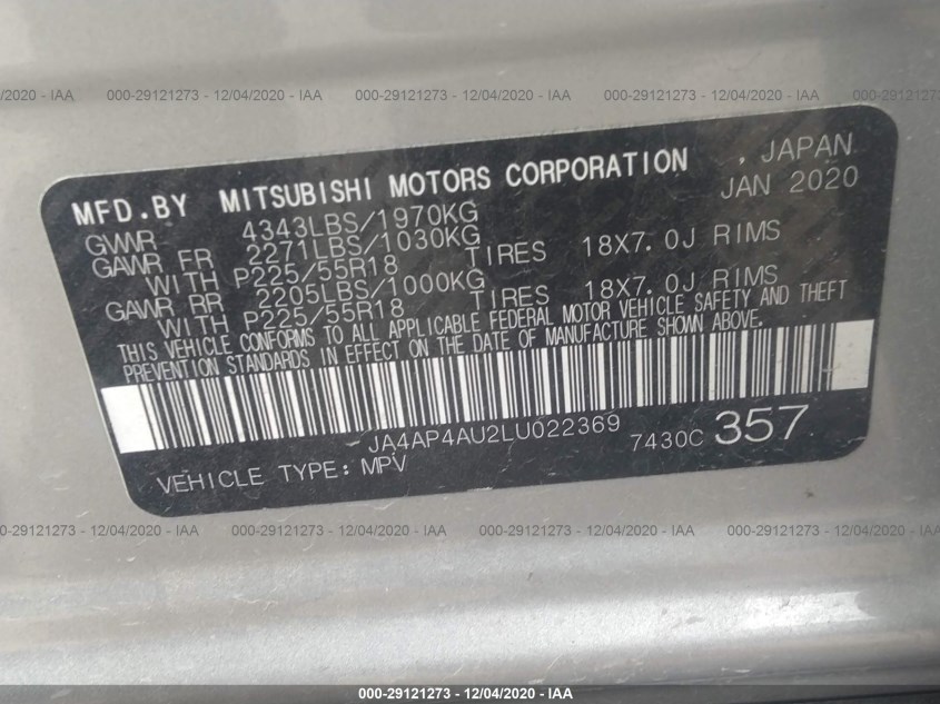 MITSUBISHI OUTLANDER SPORT JA4AP4AU2LU022369